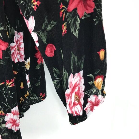 Torrid Babydoll Gauze Keyhole Front Tunic Top Women's Plus 3/3X Black Floral - Picture 5 of 13